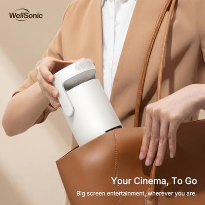 Mini Projector with Wi-Fi and Bluetooth, 1080P Portable Projector with 5W Speaker, Auto Vertical Keystone & 180° Rotatable, 200 ANSI Movie Projector for Outdoor Bedroom