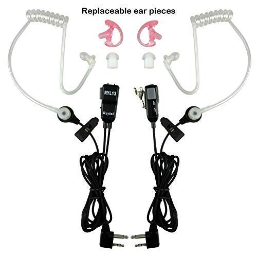 RYL13 Two-Way Radios Headset Noise Canceling Transparent Security Earpiece for Midland GMRS/FRS Radios with PTT/VOX – Pair