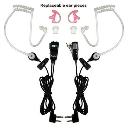 RYL13 Two-Way Radios Headset Noise Canceling Transparent Security Earpiece for Midland GMRS/FRS Radios with PTT/VOX – Pair