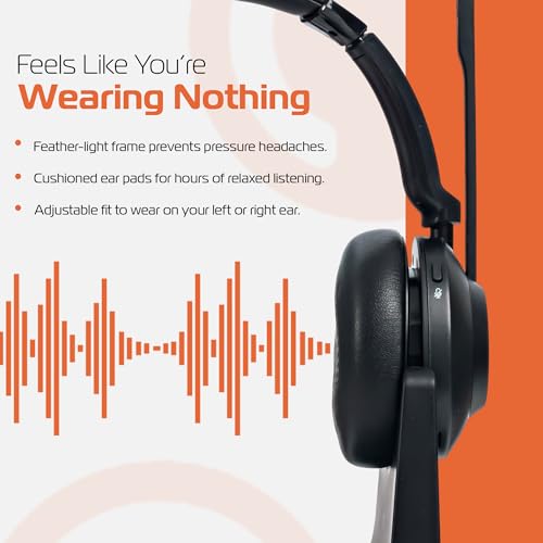 Spracht Blues Combo BT/USB Wireless Headphones for Working Professionals, Comfortable PC Headset, 40 Hour Battery Life, USB and Bluetooth Headset with Noise Cancelling Microphone for Work (Single Ear) - style: Single Ear