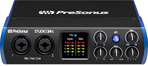 PreSonus Studio 24c 2x2, 192 kHz, USB Audio Interface with Studio One DAW Recording Software | USB Audio Interface with Studio One DAW Recording Software
