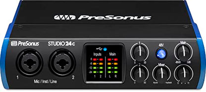PreSonus Studio 24c 2x2, 192 kHz, USB Audio Interface with Studio One DAW Recording Software | USB Audio Interface with Studio One DAW Recording Software