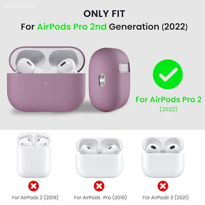 ORNARTO Compatible with AirPods Pro 2 Case 2022, Full Protective Hybrid Silicone for AirPods Pro 2nd Generation Case, Front LED Visible Skin Cover-Lilac Purple | Hybrid Silicone Rubber, Front LED Visible, Wireless Charging, Skin-Friendly Soft Touch, Anti-