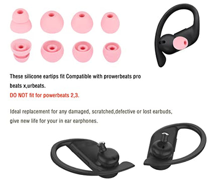 4 Pairs Silicone Earbud Tips Replacement Earbuds Cap Eartips Tips Compatible with Powerbeats Pro Beats Wireless Earphone Headphones,（Pink） - color: Pink