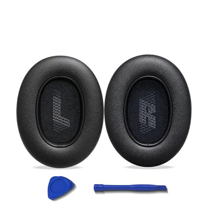 Replacement Ear Pads for JBL E65BTNC/Live 650BTNC/Live 770NC/Live 660NC/Duet NC Headphone, Extra Thick Cushions, Ear Cups Cover, Soft Leather＆Memory Foam Headset Earpads (Black) - color: Black