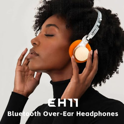 FiiO EH11 Retro On-Ear Bluetooth Headphones, LDAC Hi-Res Wireless, Lightweight 92g, 30H Playtime, Dual Device Connection, App EQ & Gaming Mode, Built-in Mic, Transparent Black - color: Transparent Black