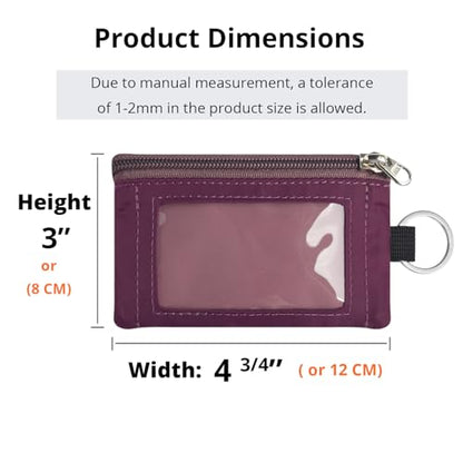 RFID Blocking Travel Wallet with Adjustable Lanyard, Small Nylon Zipper Pouch and Badge Holder for ID, Credit Cards, Cash, Keys, Commuters (Mauve+Plum Wine) - color: Mauve+Plum Wine