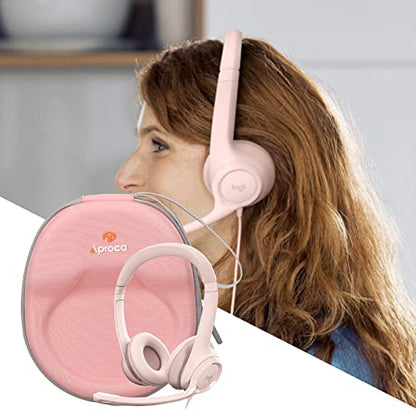 Aproca Pink Hard Storage Travel Carrying Case, for Logitech H390 / Logitech Zone 301 / Logitech Zone 300 Wired Headset - color: Pink