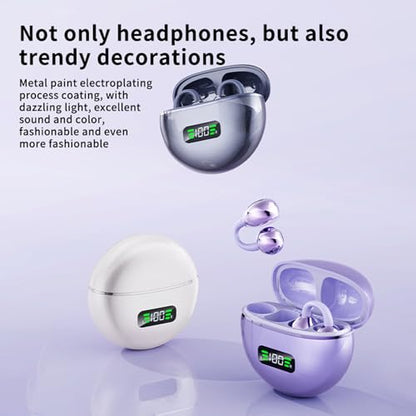 ASHATA Earbuds, Wireless Workout Headphones LED Digital Display Touch Control with Noise Canceling Mic, for Running Swimming Outdoor Sports (Purple)