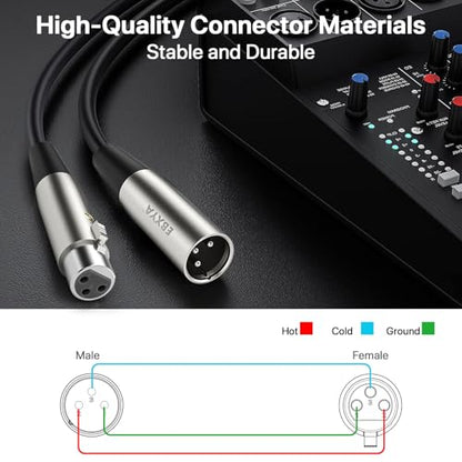 EBXYA 1.5ft 6 Pack 3Pin Balanced XLR Male to Female Microphone Cable | Multi-Shielded, Self-Locking, for Mixers, Audio Interfaces, Live Sound - size: 1.5 Feet, style: 6 Pack