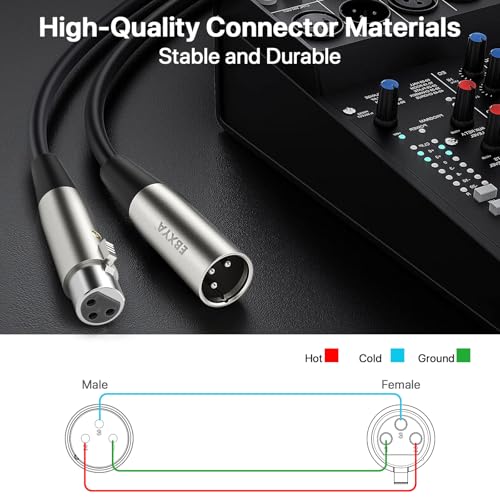 EBXYA 10ft 6 Pack 3Pin Balanced XLR Male to Female Microphone Cable | Multi-Shielded, Self-Locking, for Mixers, Audio Interfaces, Live Sound - size: 10 Feet, style: 6 Pack