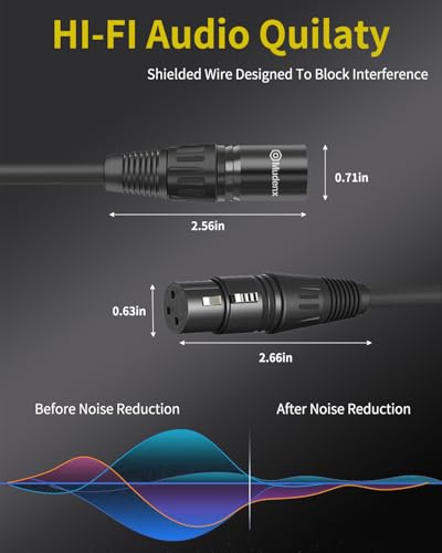 XLR Cables 25FT 2 Pack,Oxygen-Free Copper Balanced Microphone Cord Male to Female 3Pin for DMX Cable,Speaker Cable - size: 25Feet