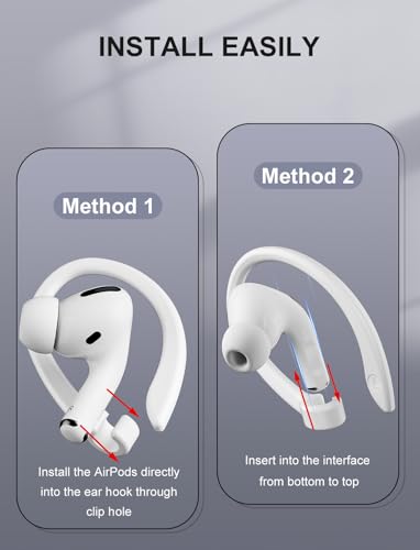 2 Pairs [M&L] Ear Hooks for All AirPods Models. White | Upgraded Anti Slip Sports Clip Hooks, AirPods Pro 3, 2, Pro, AirPods 4, 3, 2 & 1, Friendly to Glasses Wearers - color: White(Middle+Large)