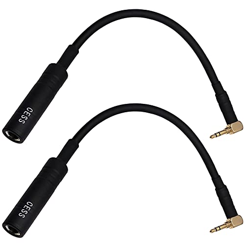CNCESS Right Angle 3.5mm to 6.35mm Headphone Adapter, 6 in, 2-Pack