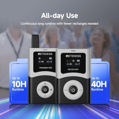 Retekess T130U(4nd Gen T130)Tour Guide System, Translation System(1TX 15RX) | for Church,School,Travel, with Storage Bag, U-Band, 200M, 40H, Digital mode, Less Interference voice, Wireless connection - style: 15 with Storage Bag