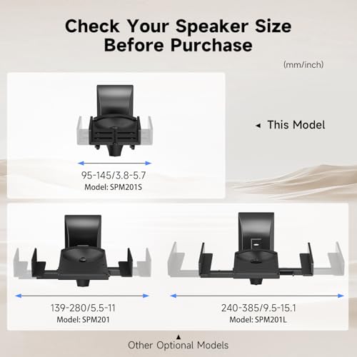 suptek Small Dual Side Clamping Bookshelf Speaker Wall Mounting Bracket for Small Surrounding Sound Speakers, Hold up to 55lbs Black SPM201SB - size: Small--black