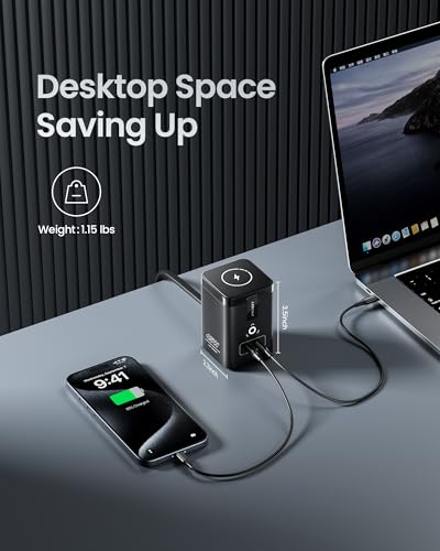 PISEN 4-in-1 Mag-Safe Wireless Charger - 45W GaN Charging Station for Multiple Devices, Qi Certified Mag-Safe Stand Magnetic Wireless Charger Fast Charging for iPhone 16/15/14/13/12, Samsung, AirPods