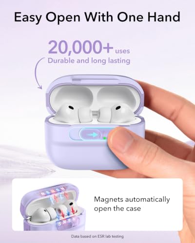 ESR for AirPods Pro 3 Case (2025), Compatible with MagSafe, Purple | Compatible with AirPods Pro 3 (USB-C Cable), Magnetic Lid, Full Drop Protection Cover with Lanyard - color: Purple, size: AirPods Pro 3 Case