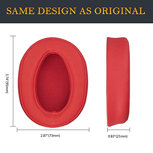 SOULWIT Replacement Earpads for Sony h.Ear on MDR-100A (MDR100A), MDR-100AAP (MDR100AAP), MDR-H600A (MDRH600A) Headphones, Ear Pads Cushions with Noise Isolation Memory Foam (Cinnabar Red) - color: Cinnabar Red