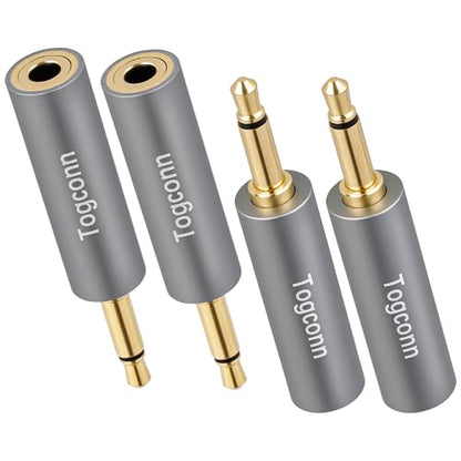 3.5mm 1/8Inch Stereo to Mono Audio Adapter 4 Pack, 1/8" TRS Stereo (Female) Jack to Mono (Male) Plug Headphone Accessories Converter Connector Gold-Plated Plugs & (Aluminum Shell) for Headphone, Radio - style: 4 Pack