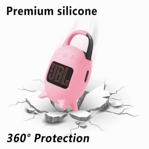 Geiomoo Silicone Carrying Case for JBL Clip 5, Protective Portable Scratch Shock Resistant Cover (Pink) - color: Pink