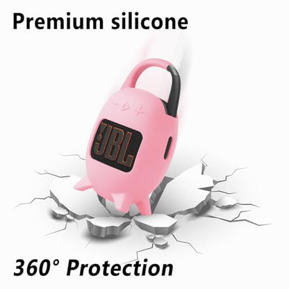 Geiomoo Silicone Carrying Case for JBL Clip 5, Protective Portable Scratch Shock Resistant Cover (Pink) - color: Pink