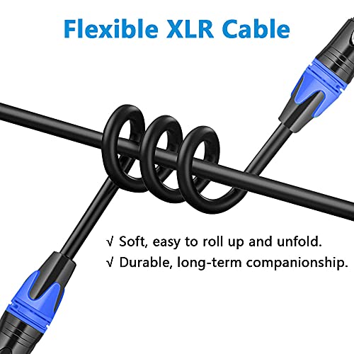 XLR Cables 25ft 2 Pack, Balanced XLR Microphone Cable Male to Female | Oxygen-Free Copper, Double Shielding, Professional Gold-Plated, Mic Cord for Speaker Podcast Audio Mixer Effector Amplifier - size: 25ft-2p