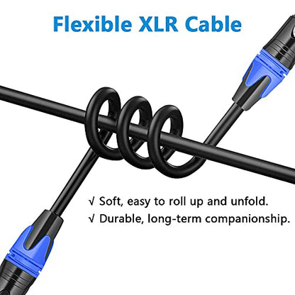 XLR Cables 25ft 2 Pack, Balanced XLR Microphone Cable Male to Female | Oxygen-Free Copper, Double Shielding, Professional Gold-Plated, Mic Cord for Speaker Podcast Audio Mixer Effector Amplifier - size: 25ft-2p
