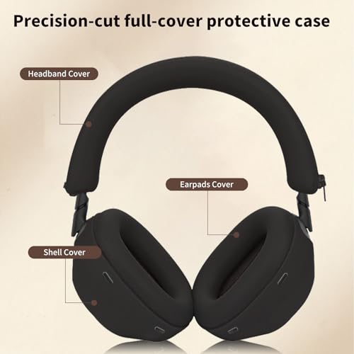 for Sony WH-1000XM6 Case Cover, 3 Sets Silicone Sweat Cover, KONXISA Eeadphones Protective Case for Sony WH-1000XM6 Earpad/Ear/Headband Covers Protector, Washable Sweatproof(Black) - color: Black
