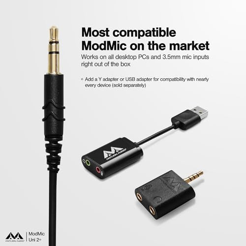 ModMic Uni 2+ Attachable 3.5mm Headset Microphone. Gaming on PC, PS5, Xbox