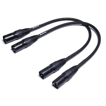 WJSTN Microphone Cable XLR Male to Male Patch Cable 3-Pin Balanced Cable DMX Cable Patch Cords 2Pack 1FT Black - size: 1Feet