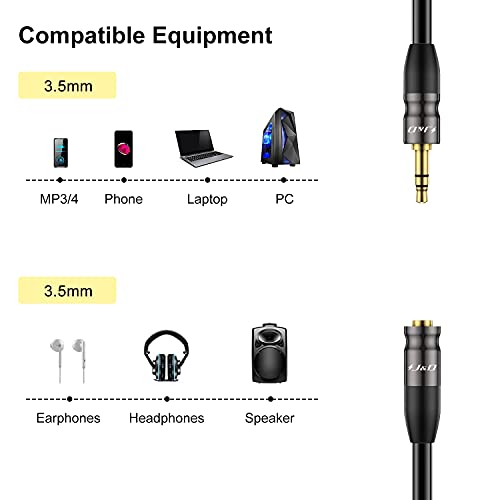 J&D AUX Audio Extension Cable, 3.5mm TRS Male to Female Stereo Adapter, Copper Shell, 6 Feet - size: 6 Feet (1 Pack)