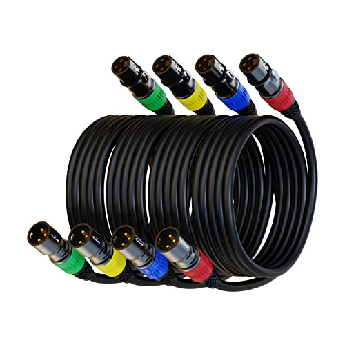 XLR Cables, XLR Microphone Cable 25 ft 4 Pack, Gold-Plated 3-pin XLR Speaker Cable Male to Female Balanced Mic Cable - size: 25ft, style: 4 Pack