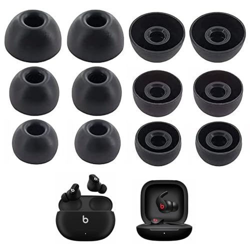 Silicone Tips Replacement Earbuds Tips for Beats Studio Buds/Beats Fit Pro Ear Tips Eartip Fit in The Charging Case Ear Covers, S/M/L, 6 Pairs, Black - color: Black