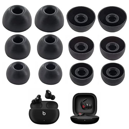 Silicone Tips Replacement Earbuds Tips for Beats Studio Buds/Beats Fit Pro Ear Tips Eartip Fit in The Charging Case Ear Covers, S/M/L, 6 Pairs, Black - color: Black