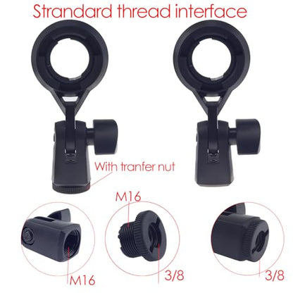 Short Video Mic Clip, 270° Rotatable Microphone Holder with 3/8" Conversion Nut, Shockproof Stand Adapter for 0.9-inch (22mm) Condenser Mics, Compatible with Most Stands & Boom Arms