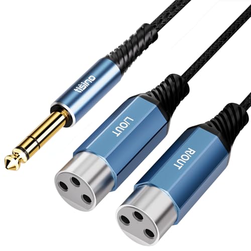 Tisino Dual XLR Female to 1/4" TRS Y-Splitter Stereo Breakout Cable, 3.3ft - size: 1m/3.3feet, style: 1/4" TRS to 2 XLR Female