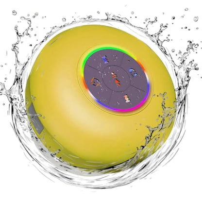 Bluetooth Shower Speaker with LED – Portable Wireless Mini Speaker with Mic & Suction Cup, IPX4 Water Resistant for Shower, Travel, Pool, River Floating, and Outdoor Fun (Yellow) - color: Yellow