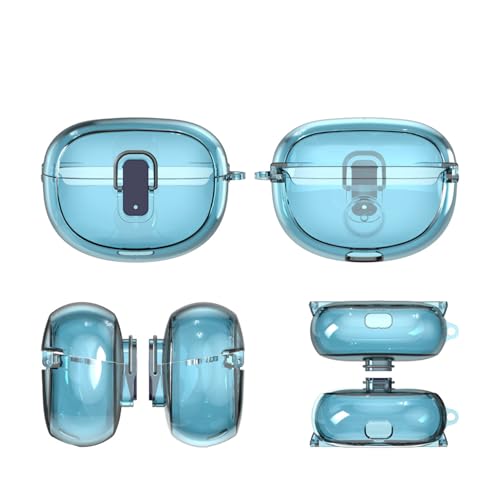 [Upgrade Lock] Case for Bose Ultra Open Earbuds(2024), VAEKNVG Shock-Absorbing Protective Armor Cover for Bose Ultra Open Earbuds Accessories, TPU Hard Shell with Carabiner (Clear Blue)