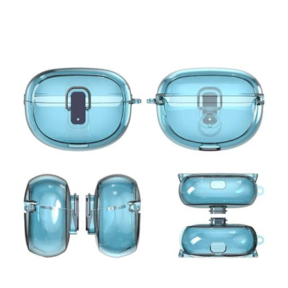 [Upgrade Lock] Case for Bose Ultra Open Earbuds(2024), VAEKNVG Shock-Absorbing Protective Armor Cover for Bose Ultra Open Earbuds Accessories, TPU Hard Shell with Carabiner (Clear Blue)