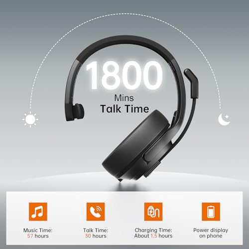 EKSA [Upgrated Trucker Bluetooth Headset with ENC Microphone, 99ft Wireless Range & 30H Talk Time, with Replaceable Ear Pad, Environmental Noise Cancelling Headphones All-Day Comfort for Drivers - style: Headset with Replaceable EarPad
