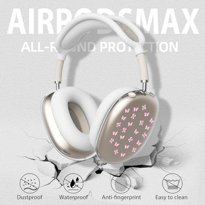 51 Clear Case for Airpods Max Headphones Cute Kawaii Soft TPU Ear Cups Cover Anti-Scratch Silicone Ear Pad Protective Case Aesthetic Headband Cover for Apple Airpods Max - color: Bow butterfly 23