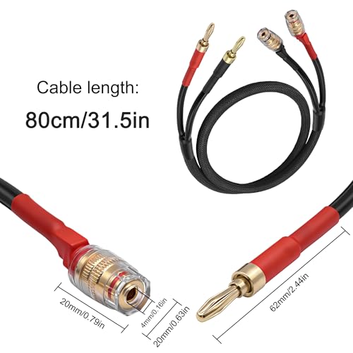 XMSJSIY 4mm Banana Speaker Extension Audio Cable -80CM/2.6FT | Banana Plug to Binding Post Socket Male to Female Adapter Connector Wire with Gold-Plated for Amplifier Sound Systems