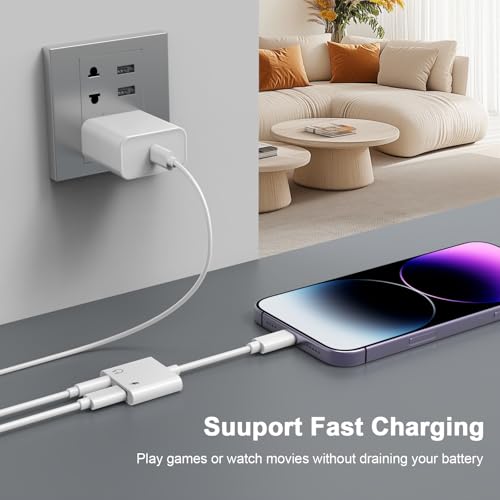 [Apple MFi Certified] Lightning to 3.5mm Headphone Jack Adapter | 2Pack iPhone Headphone Adapter Aux Audio Charger Dongle Cable Splitter Adapter Connector for iPhone14/Pro Max/13/Plus/12/11