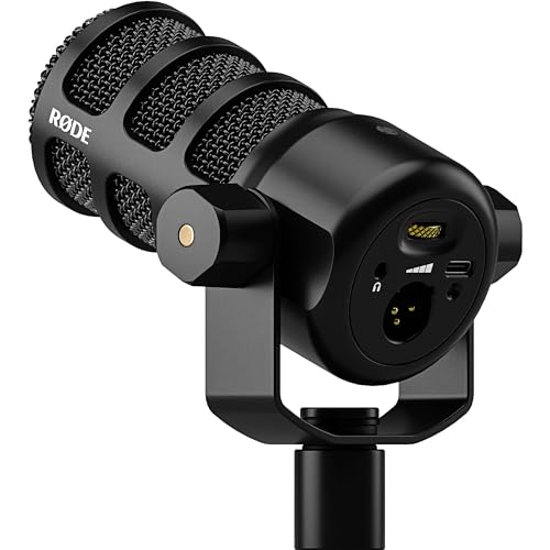 Rode PodMic USB Dynamic Broadcast Microphone Bundle with Gator GFW-MIC-0250 Weighted Mini Desktop Tripod Stand and SC27 USB-C Cable — Aphex DSP Mic for Podcasting, Streaming, Voice Over