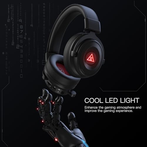 EKSA Wireless Gaming Headset for PC, USB Headphones with Retractable Microhpone, Surround‑Tuned, 20ms Ultra-Low Latency, 50Hr Battery, 2.4G Bluetooth Wired Computer Headset for PS4 PS5 Laptop