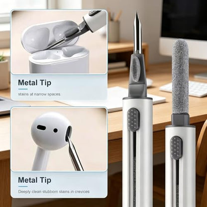 Headphone Cleaning Kits Multi Function Cleaning Pen Soft Brush Flocking Sponge for Airpods Pro 1 2 3 Bluetooth Earphones Case Cleaning Tools White (Black) - color: Black