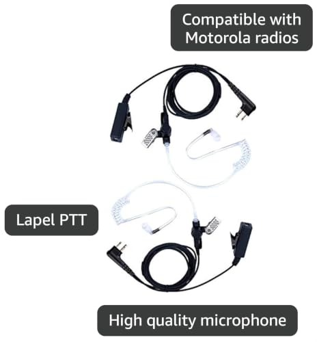 2 Pcs 2-Wire Surveillance Acoustic Tube Walkie Talkie Earpiece/Headset Compatible with Motorola Radio CP200 CP200d CLS1410 CLS1110 CLS1413 GP2000 XU1100 PRO1150 MU12(2 PCS) - color: Black - 2 Pack