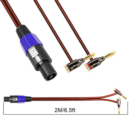 GINTOOYUN Banana Plug to Speakon Cable Double Banana Plug to Speakon Male Speaker Cable for Loudspeakers,Power Amplifiers,Stage Monitors,etc(6.5 FT)