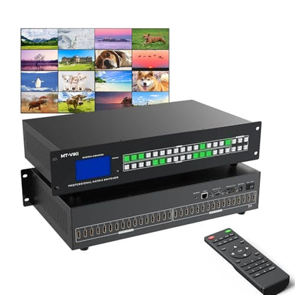 MT-VIKI 16X16 4K HDMI Matrix Switch Support Web GUI & 3.5mm Stereo Audio, 4K@30Hz, Rack Mount Switcher & Splitter, EDID, RS232, LAN Port, APP - size: 16X16 4K30Hz